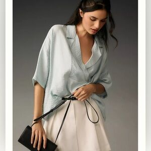 NWT ANTHROPOLOGIE The Dylon Short-Sleeve Wide-Placket Top